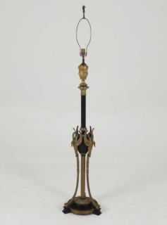 Appraisal: FRENCH EMPIRE STYLE GILT BRONZE AND PAINTATED METAL TORCHIER STAND