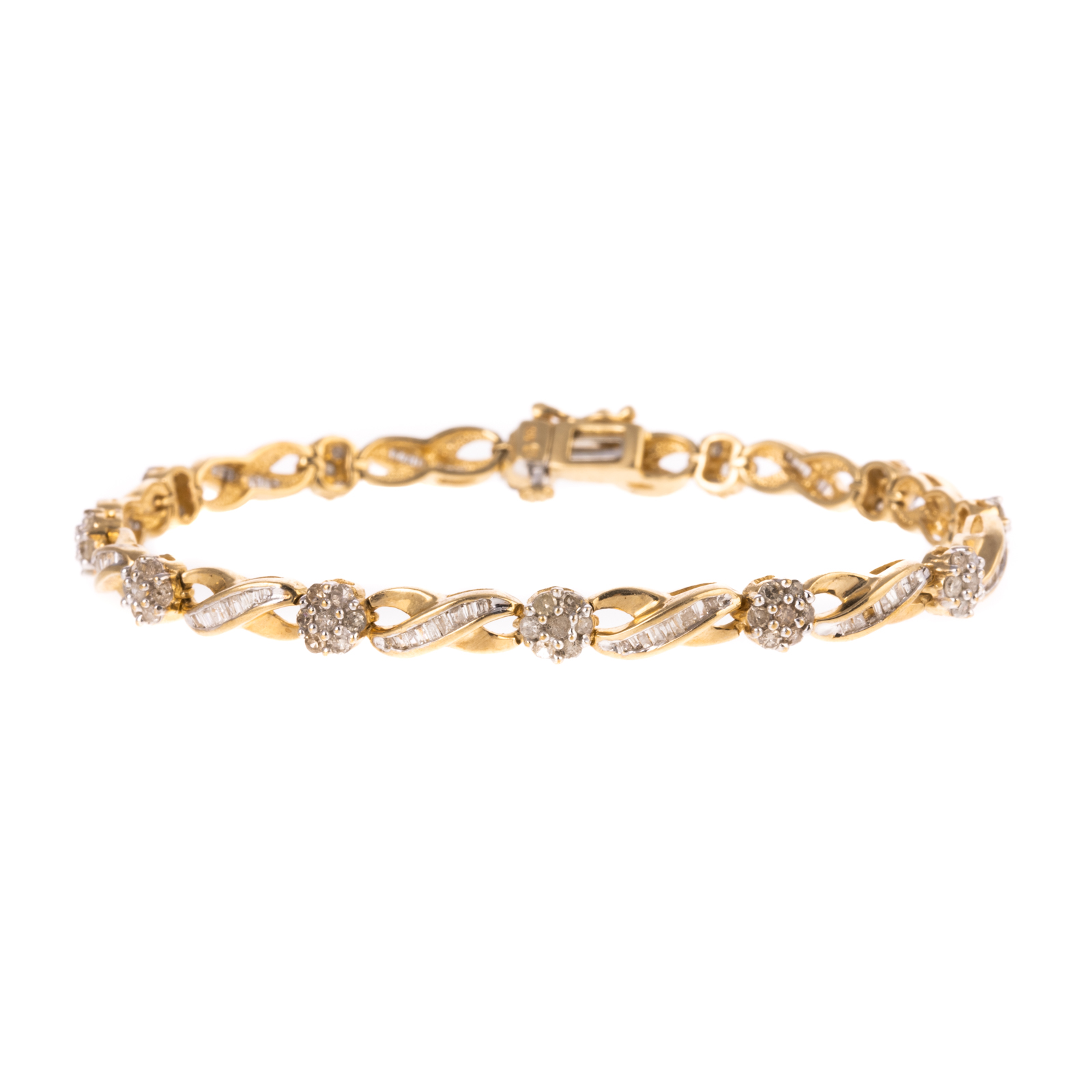 Appraisal: A DIAMOND LINK BRACELET IN K K yellow gold diamond