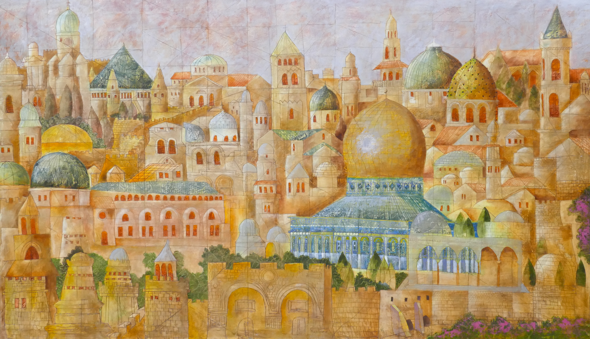 Appraisal: Salvador Galvez Mora b Guatemalan ''Golden City of Jerusalem'' Mixed