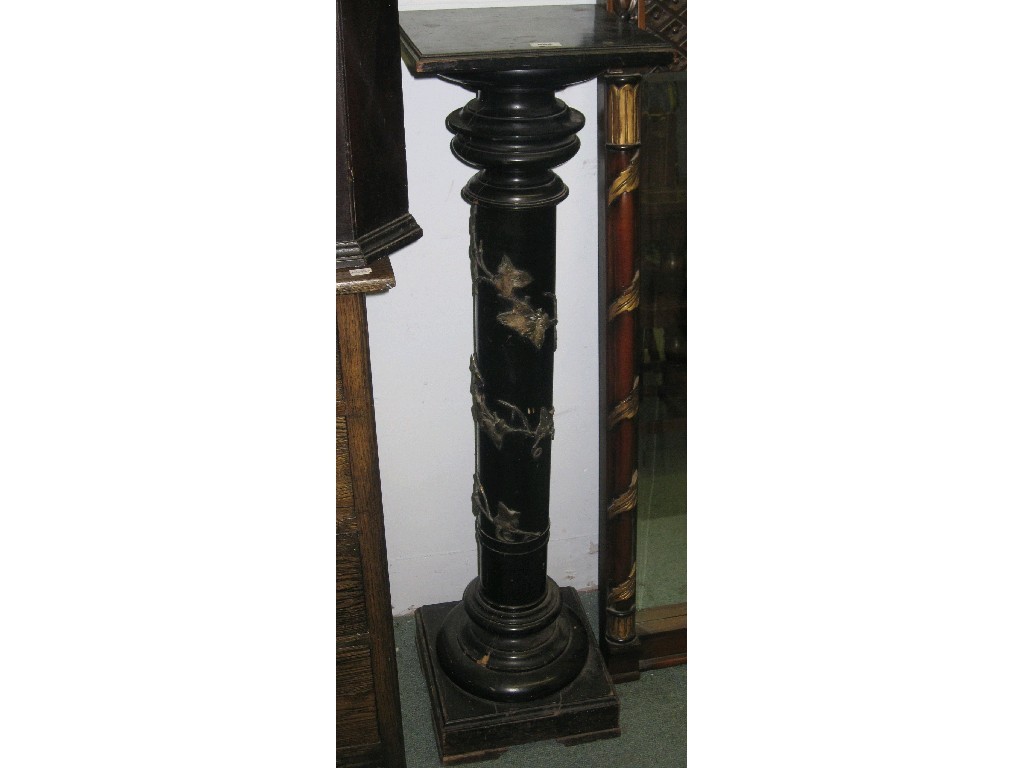 Appraisal: Ebonised and gilt metal mounted pedestal