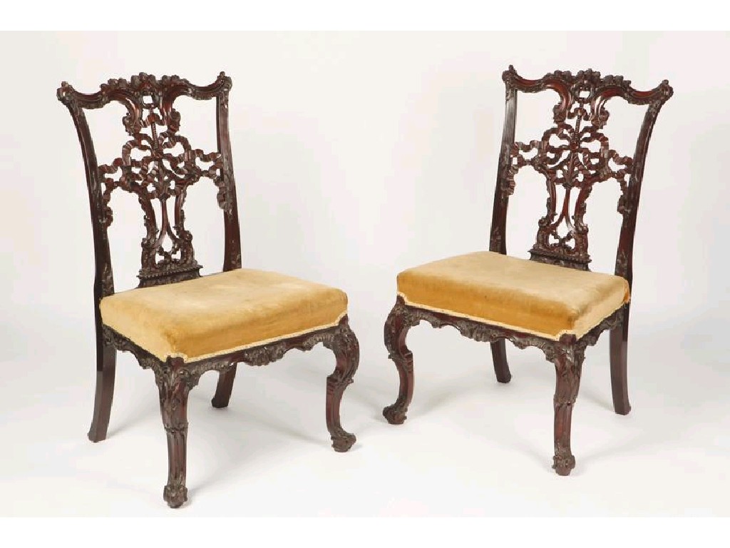 Appraisal: A PAIR OF GEORGE III STYLE MAHOGANY CHAIRS in the