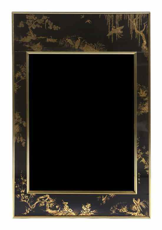 Appraisal: A Beveled Wall Mirror the frame having glass panels with