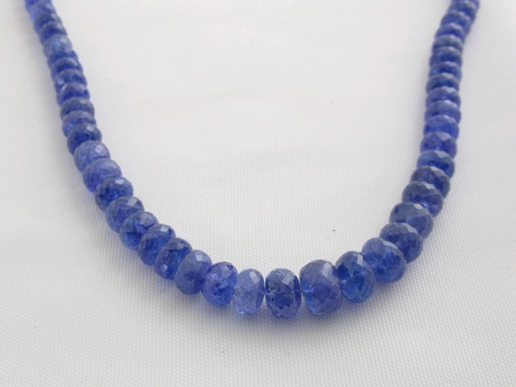 Appraisal: A Tanzanite single row faceted Bead Necklace on silver magnetic