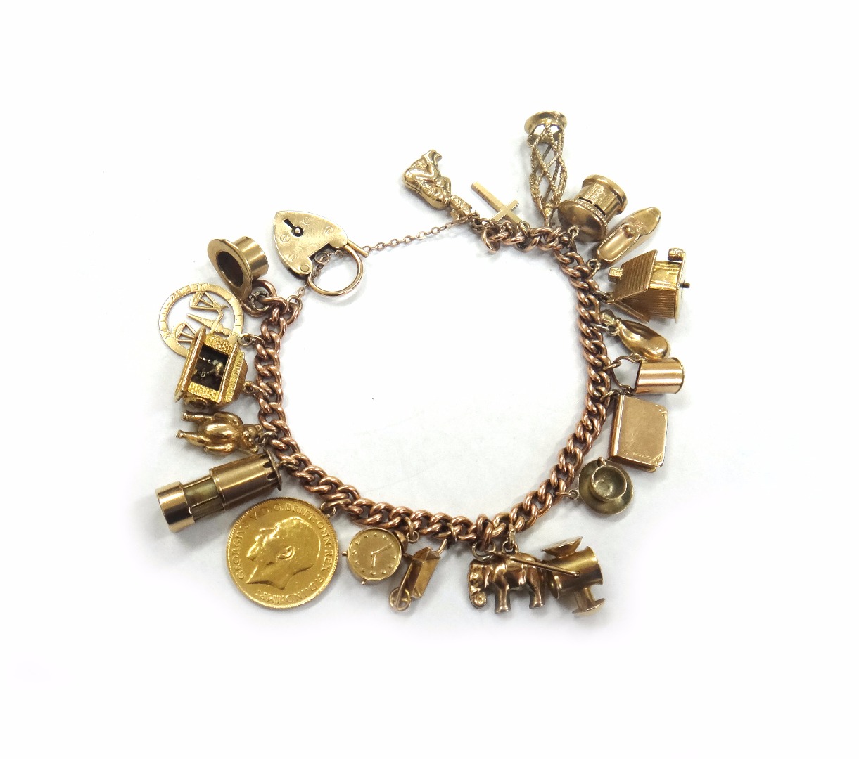 Appraisal: An early th century rose gold curb link bracelet each