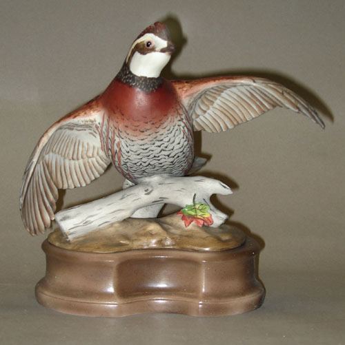 Appraisal: Two porcelain male bob white quails marked Boehm h