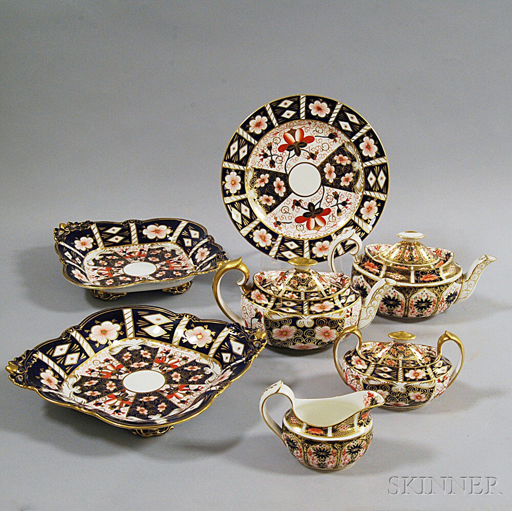 Appraisal: Seven Pieces of Imari Palette Royal Crown Derby Porcelain th