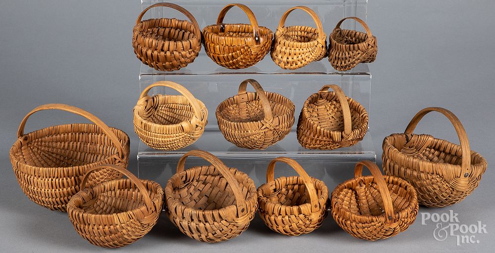 Appraisal: Collection of small woven baskets Collection of small woven baskets