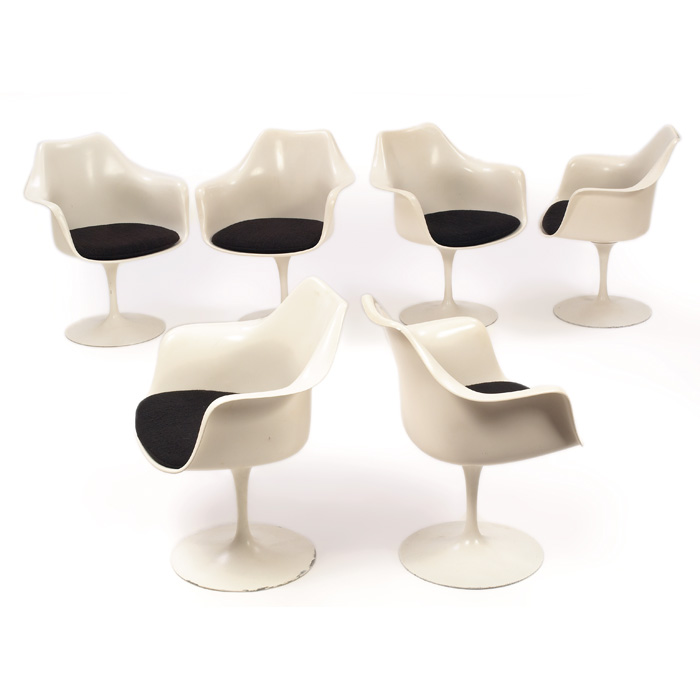 Appraisal: Eero Saarinen Tulip dining chairs by Knoll six armchairs with