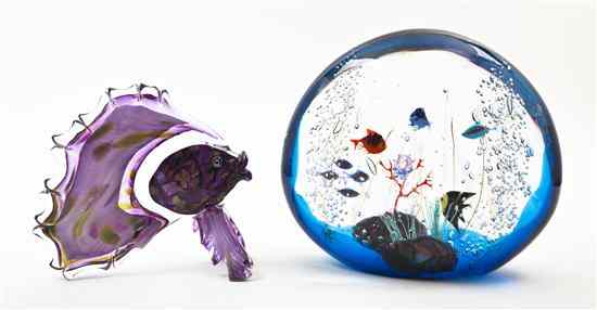 Appraisal: Two Murano Studio Glass Sculptures one depicting a tropical fish