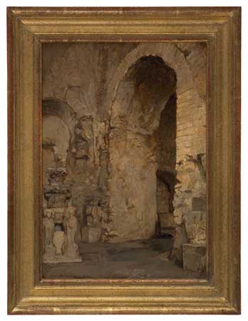 Appraisal: JULES-MARIE-AUGUSTE LEROUX French - Vue d'un arc romanesque Oil on