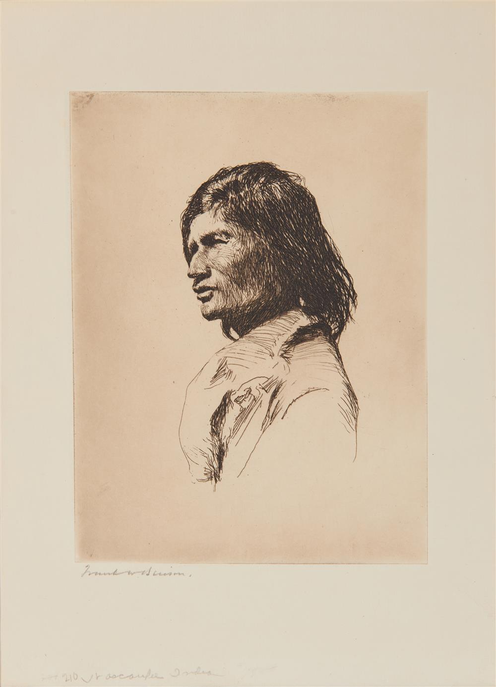 Appraisal: FRANK WESTON BENSON American - Nascaupee Indian drypoint x in