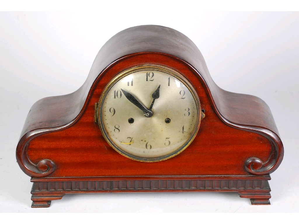 Appraisal: EARLY TH CENTURY NAPOLEON HAT SHAPED MAHOGANY MANTEL CLOCK bears