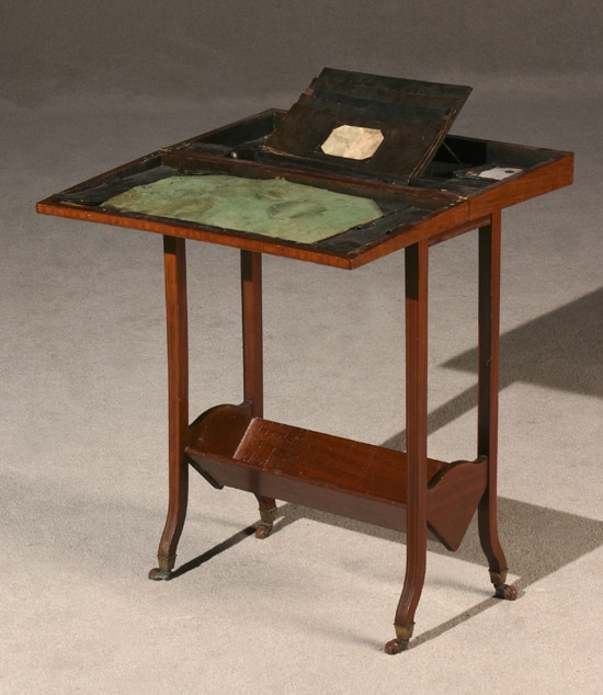 Appraisal: Edwardian Satinwood Crossbanded Mahogany Fold-Top Desk Circa Height - in