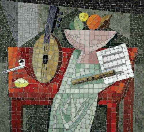 Appraisal: KR MER FRITZ Swiss School th c Still life Mosaic