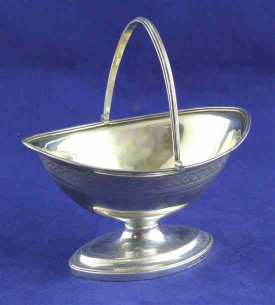 Appraisal: A George III silver sugar basket of navette form with