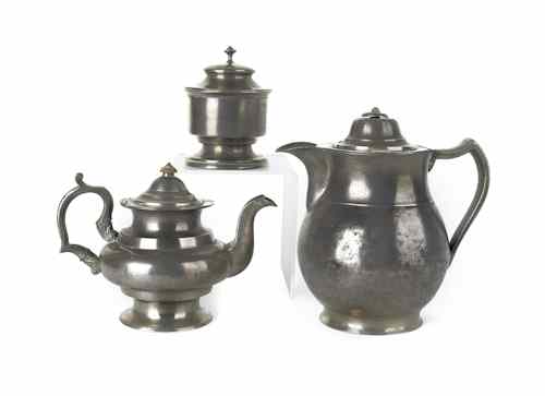 Appraisal: Three pieces of pewter th c to include an A