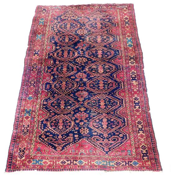 Appraisal: RUG Antique Turkish Sparta carpet cobalt ground with maroon teal