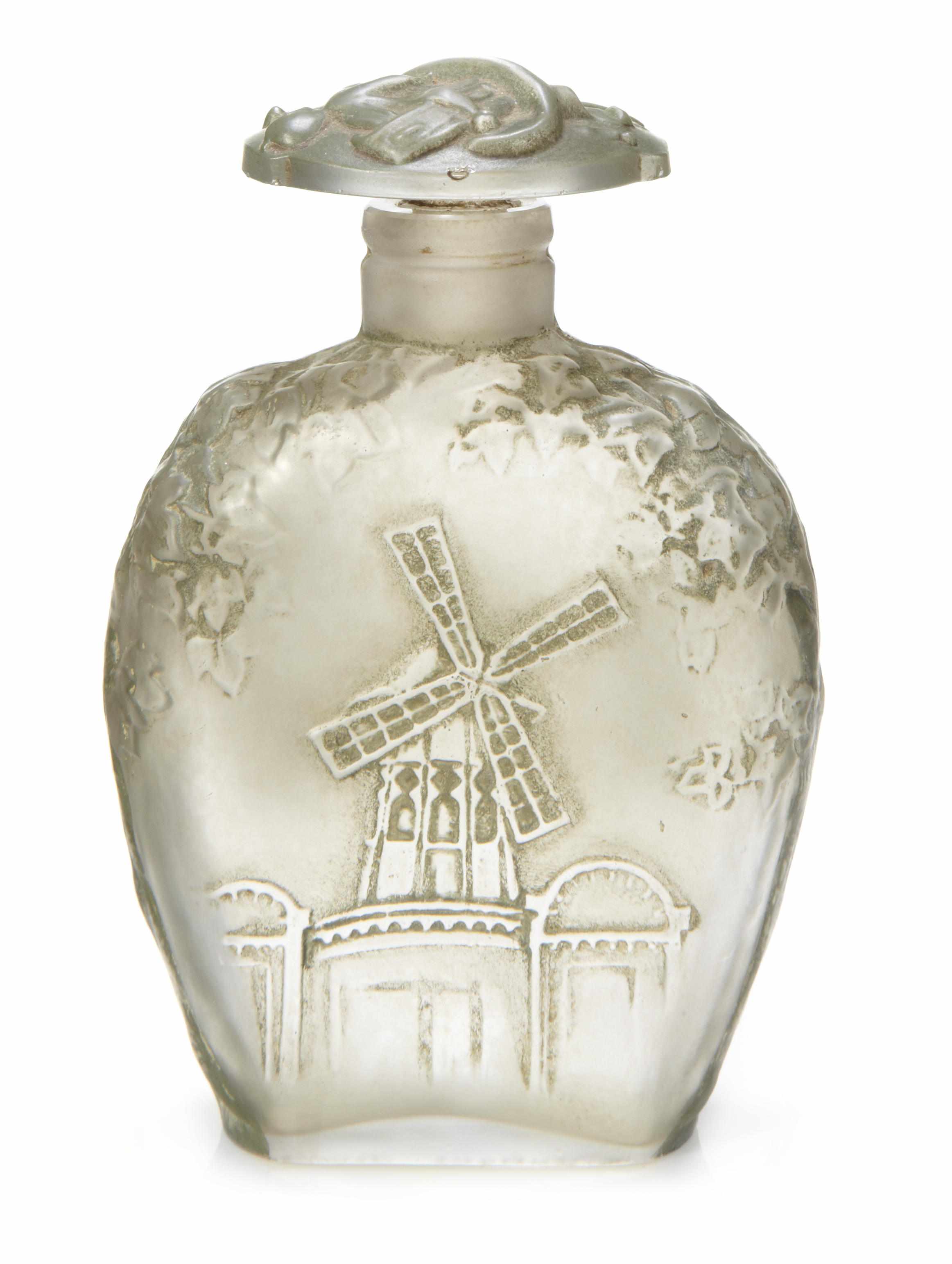 Appraisal: A T Jones frosted glass scent bottle Gai Paris designed