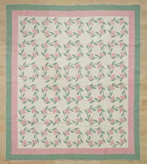 Appraisal: Two Pennsylvania floral appliqu quilts ca x and x