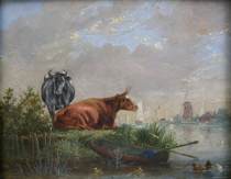 Appraisal: Alfred Stannard British - Untitled scene with two cows near