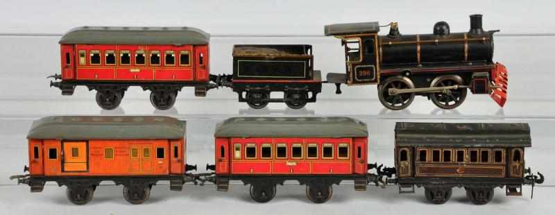 Appraisal: Carette Gauge No Passenger Train Set Description German Hand enameled