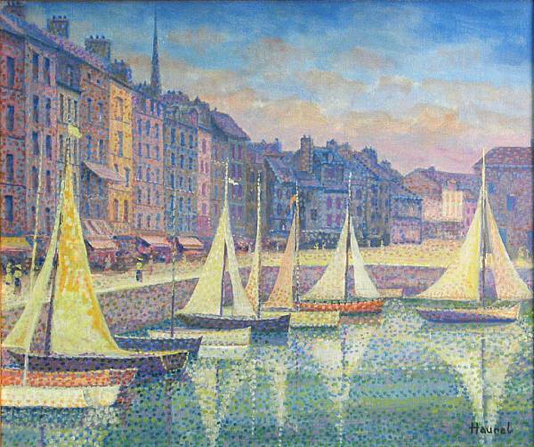 Appraisal: Haurel Voiliers dans le port d'Honfleur signed 'Haurel' lower right