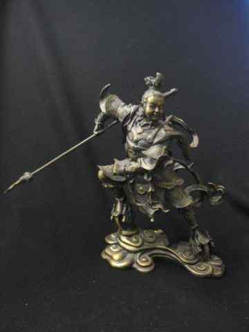 Appraisal: Oriental Bronze of Warrior on Cloud '' tall excellent