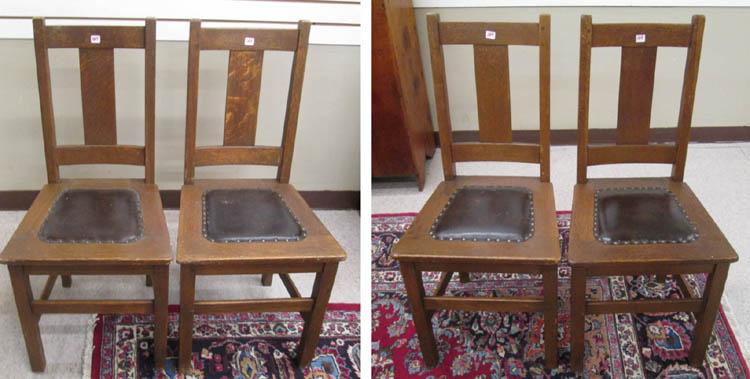 Appraisal: SET OF FOUR CHARLES LIMBERT ARTS CRAFTS OAK DINING CHAIRS