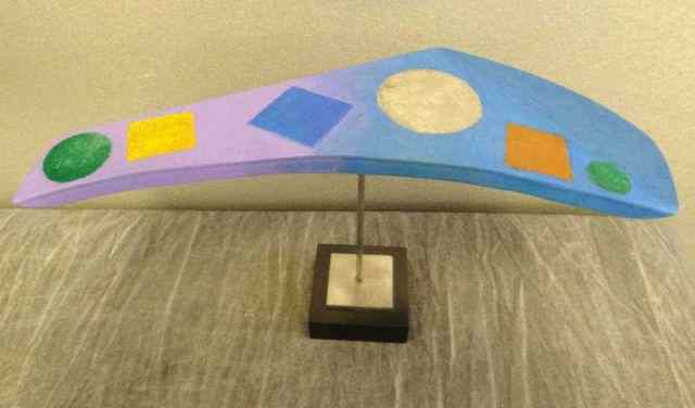 Appraisal: RICKEY George Polychrome Abstract StainlessSteel Sculpture Balanced on pointed base