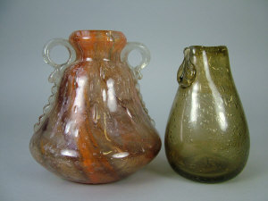 Appraisal: A Schneider twin handled glass vase circa the clear glass