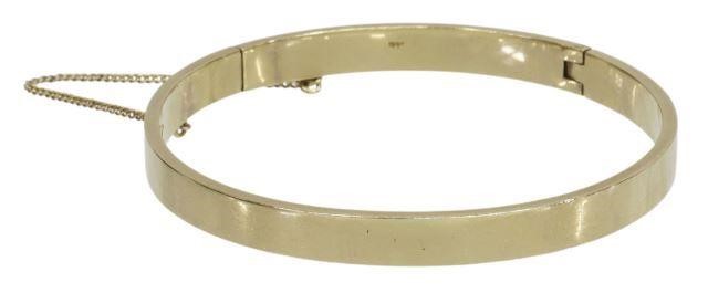 Appraisal: Estate kt yellow gold hinged bangle hollow bracelet box clasp