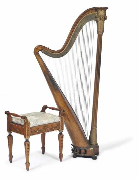 Appraisal: A TH CENTURY ERARD SATINWOOD AND GILT WOOD HARP MAKER'S