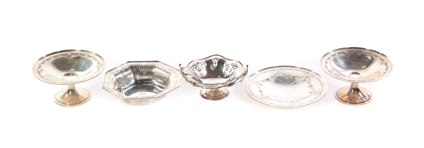 Appraisal: FIVE AMERICAN PIECES STERLING TABLEWARE Late th-early th century Four