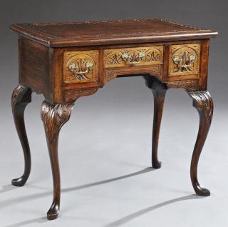 Appraisal: Carved Oak Queen Anne Style Lowboy th c with a