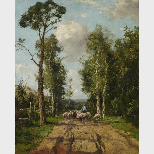 Appraisal: Johan Frederik Cornelis Scherrewitz - HOMEWARD BOUND Dutch Oil on