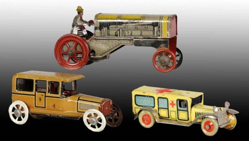 Appraisal: Lot of Tin Transportation Vehicle Toys Description German Includes one