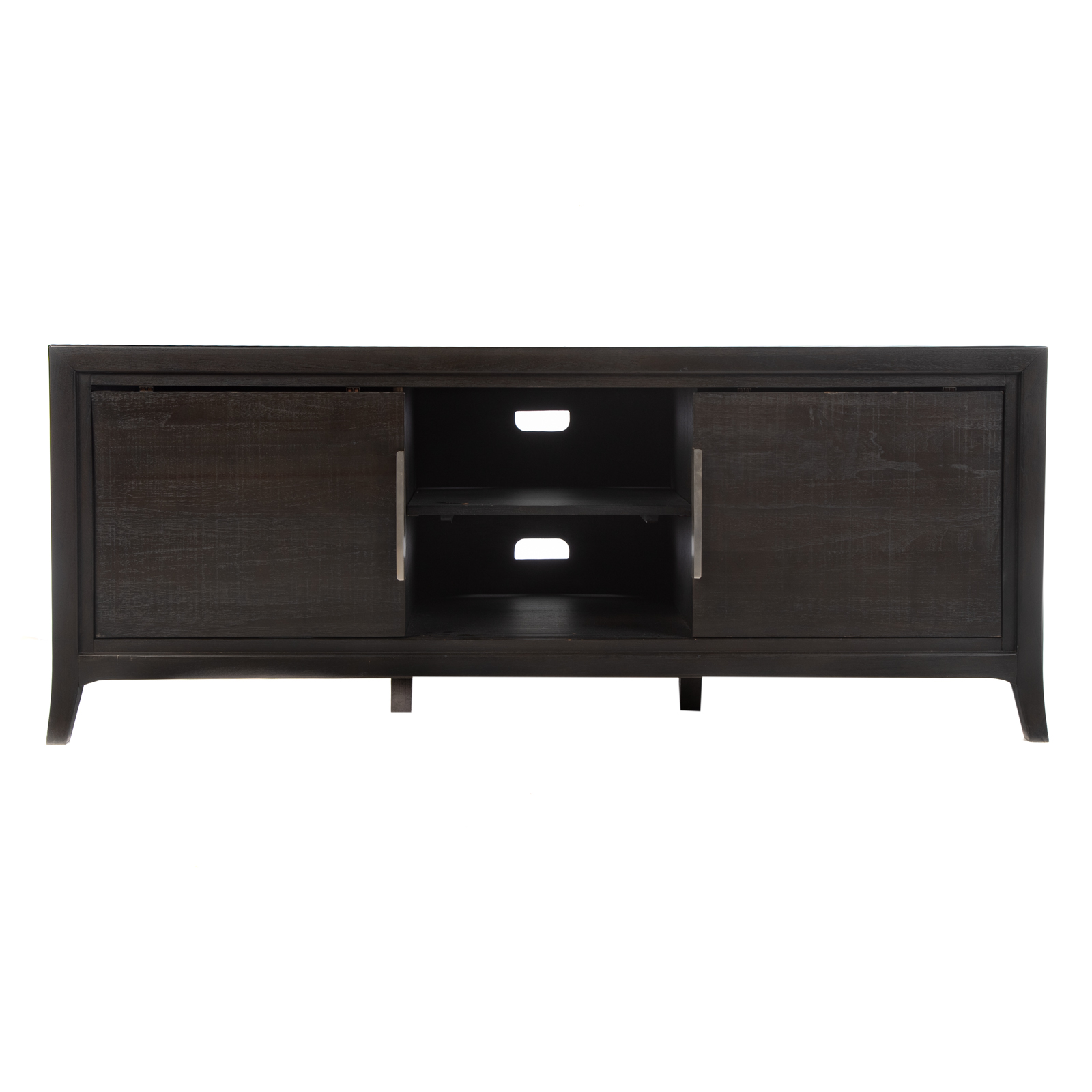 Appraisal: BROWNSTONE CONTEMPORARY EBONIZED OPEN CONSOLE th century ebonized wood in