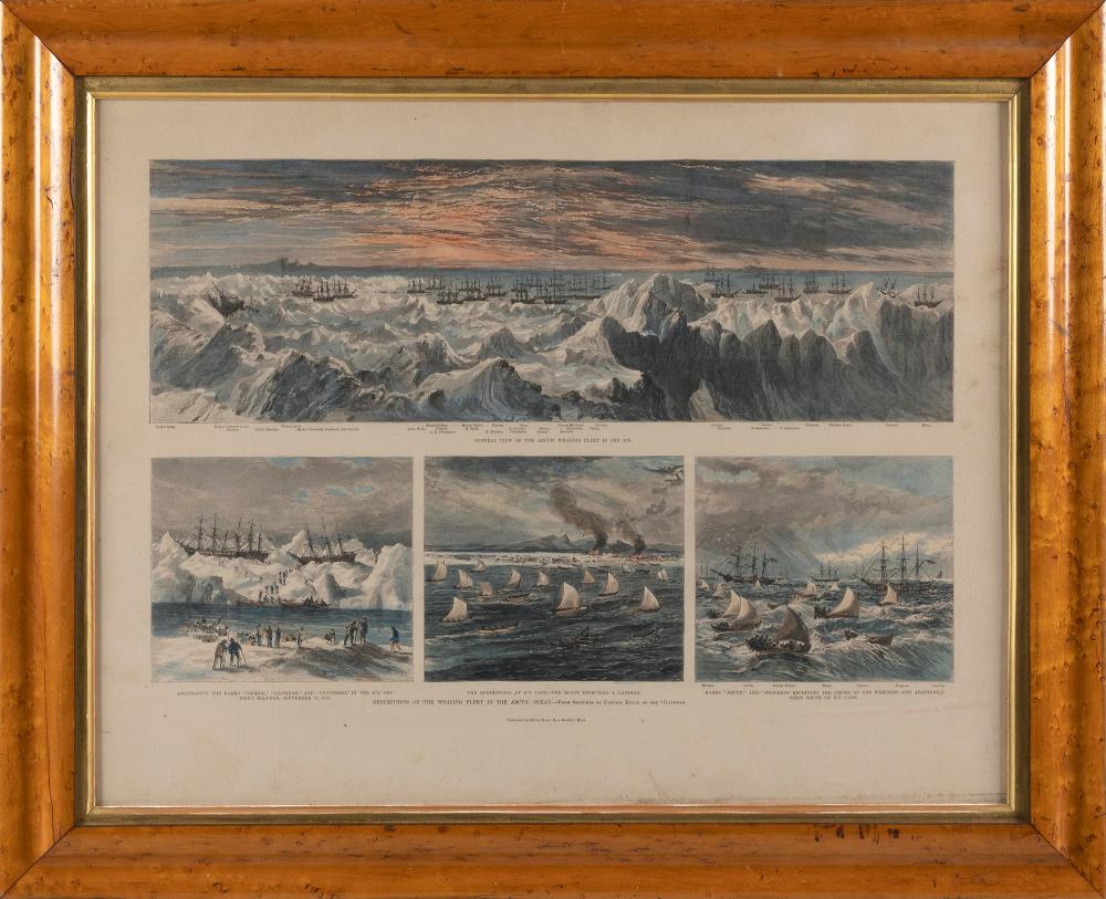 Appraisal: COLORED WHALING PRINT TH CENTURY FRAMED X COLORED WHALING PRINT