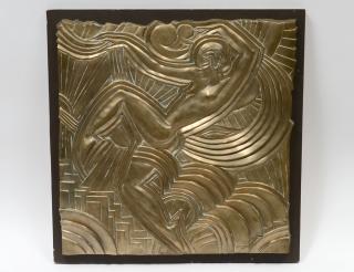 Appraisal: ART NOUVEAU STYLE GILT BRONZE BAS RELIEF Cast as a