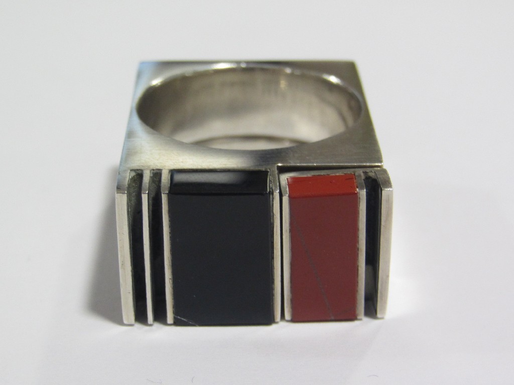 Appraisal: Silver and onyx dress ring