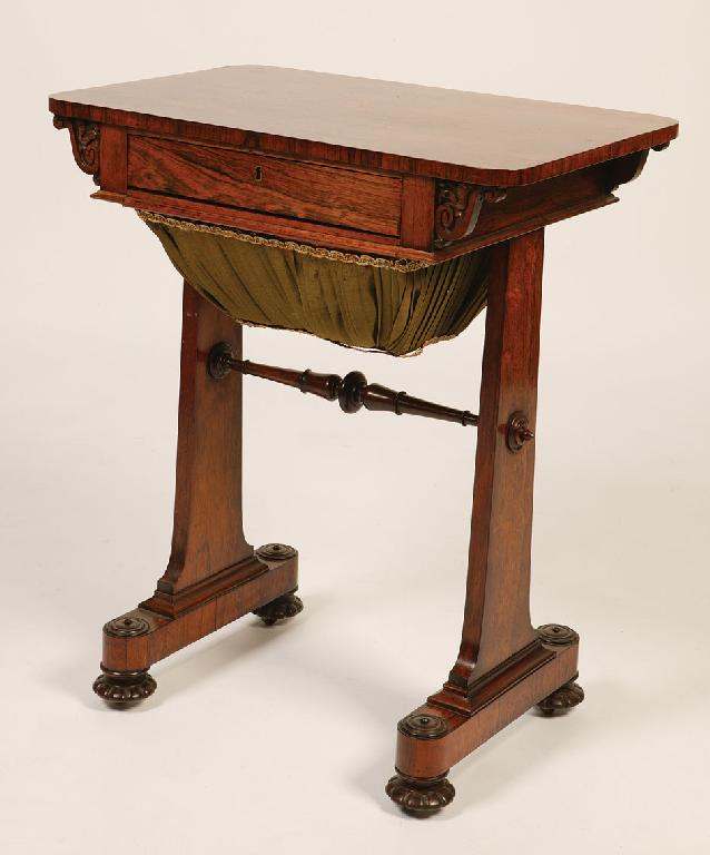 Appraisal: A WILLIAM IV ROSEWOOD WORK TABLE the rectangular top with