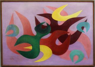 Appraisal: American School Mid th C Abstract Signed lower left Oil