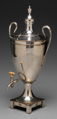 Appraisal: Silver-Plated Hot Water Urn probably English mid th century urn-form