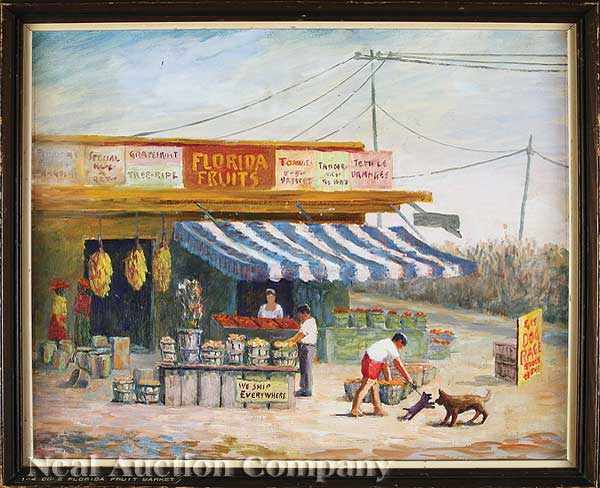 Appraisal: Charles Cole American Florida th c Florida Fruit Market oil