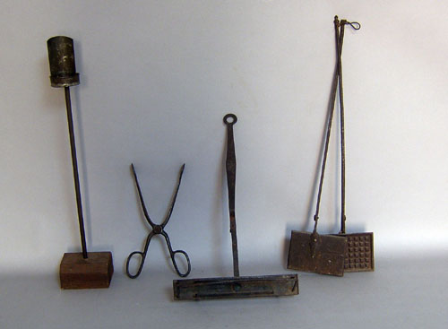 Appraisal: Four hearth related items th c to include wrought iron