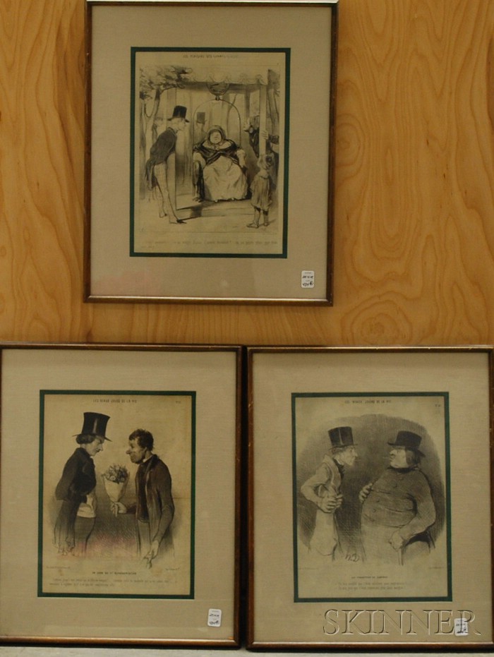 Appraisal: Lot of Six Works Five Daumier Prints including two sur-blanc