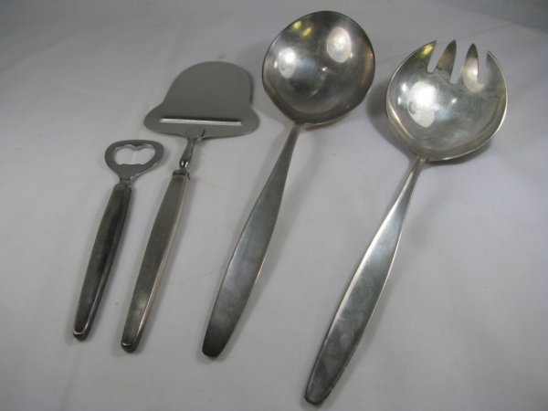 Appraisal: Gorge Jensen large serving spoon and fork each measures approximately