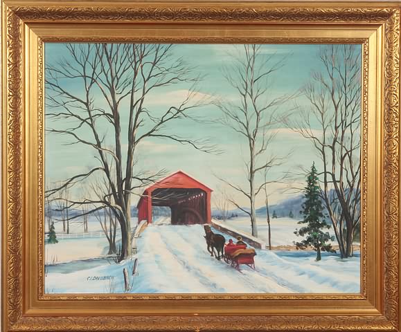 Appraisal: Pleasantville Covered Bridge Berks County Pennsylvania oil on canvas board