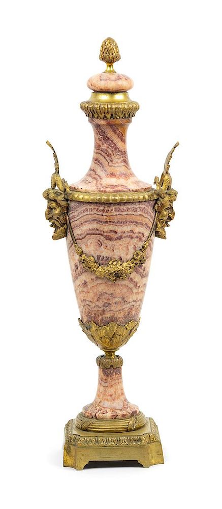 Appraisal: A French Gilt Bronze Mounted Marble Urn Height inches A