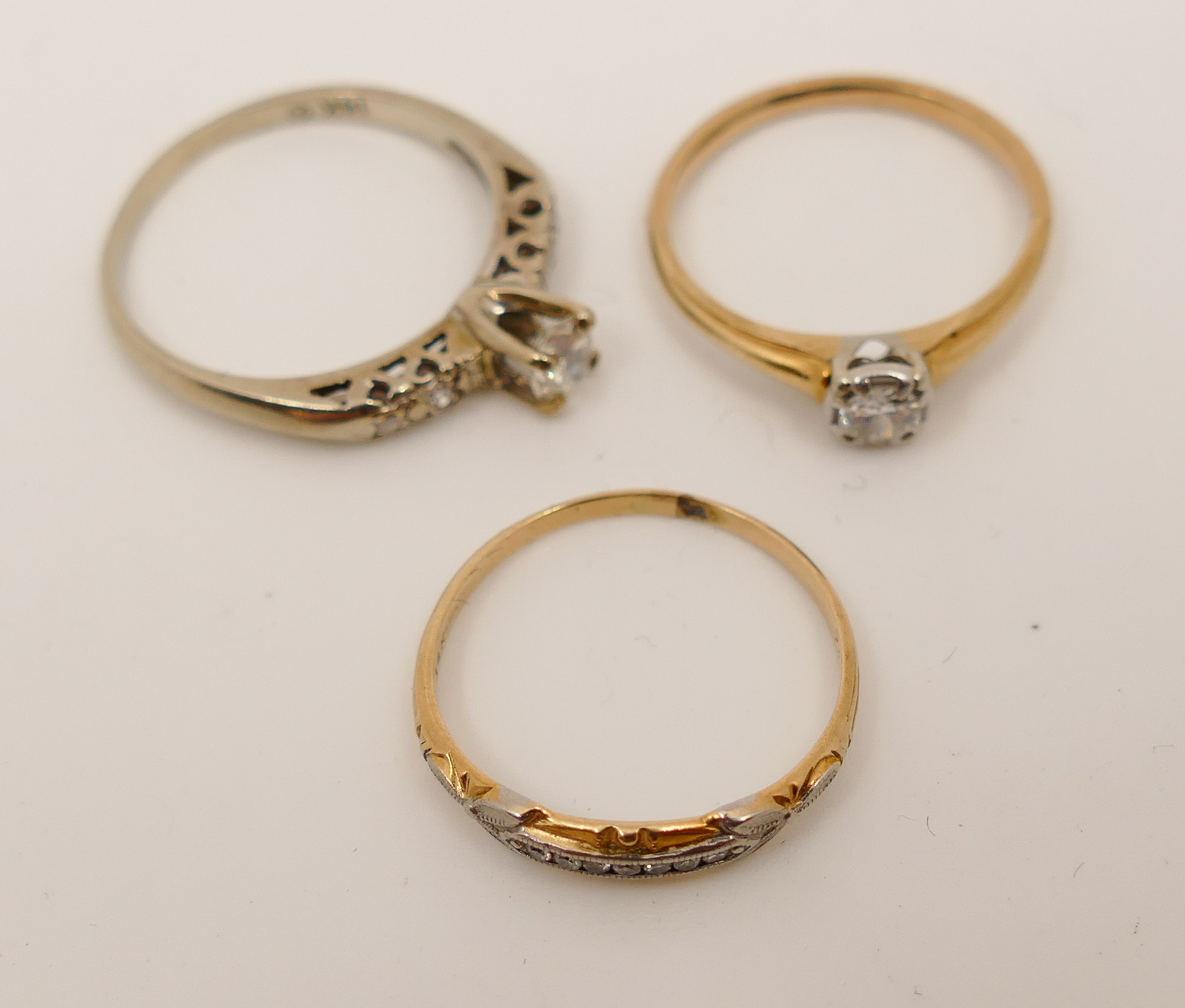 Appraisal: pc Vintage K Diamond Rings- g TW